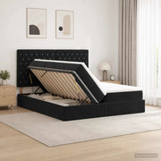 Letto con Contenitore con testiera Nero 200 x 200 cm Velluto 3459821