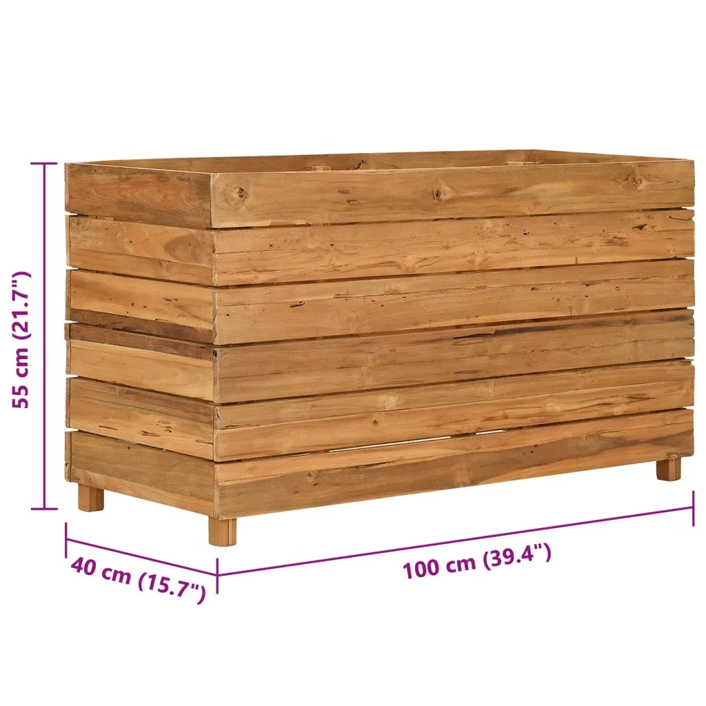 Letto Rialzato 100x40x55 cm Legno di Teak di Recupero e Acciaio