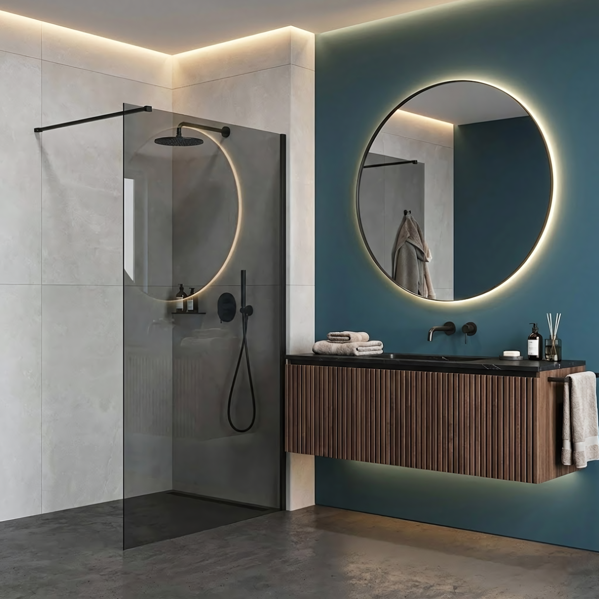 Parete Doccia Rea Flexi Grey / Black 110