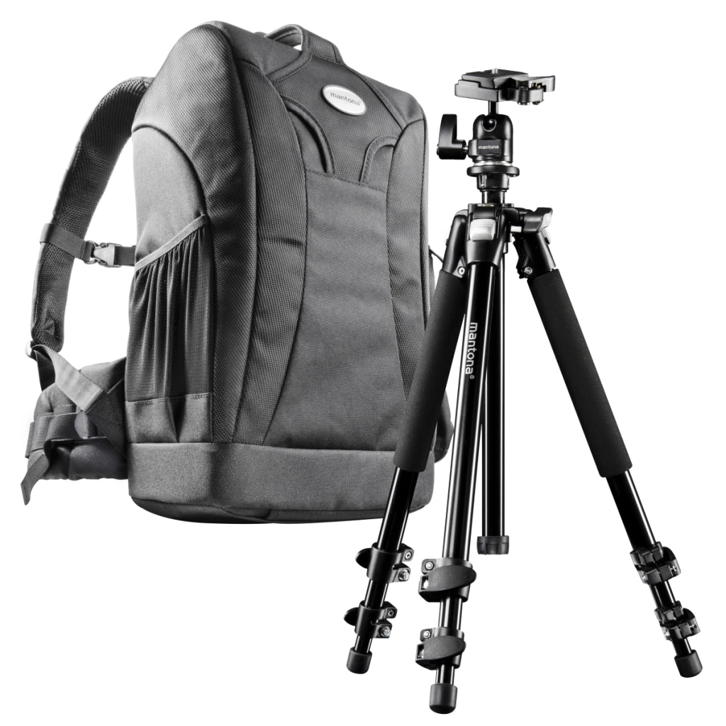 Mantona Scout Trekking 2in1 set comprendente zaino fotografico Trekking e treppiede fotografico Scout per fotocamere DSLR e di sistema