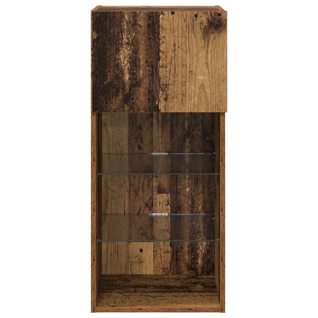 Mobile TV da Parete con LED Legno vecchio 40,5 x 30 x 90 cm 882954