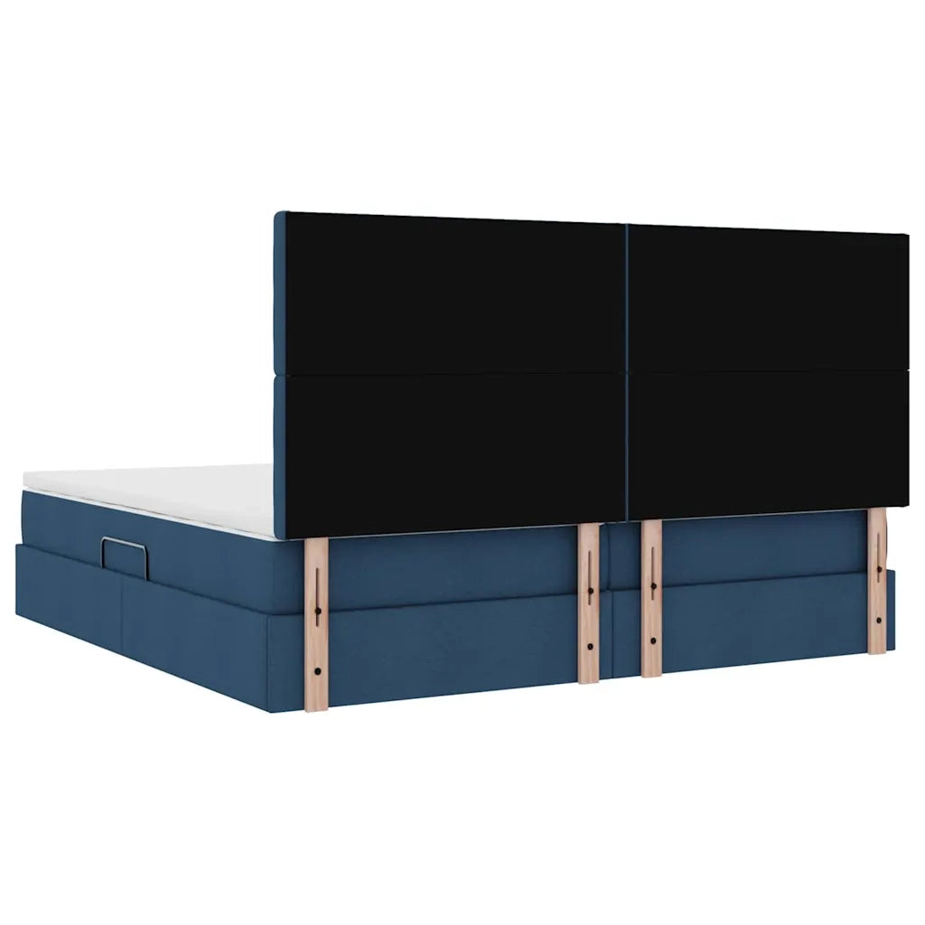 Letto con contenitore LED e materasso Blu 200 x 200 cm Tessuto