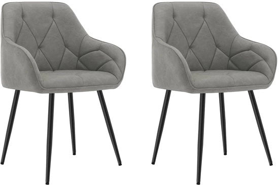 Set di sedie da pranzo - Sedia - Set di sedie da pranzo da 2 - Sedie da cucina - Sedia da abbinare - Design moderno - Salotto - Pelle scura grigia