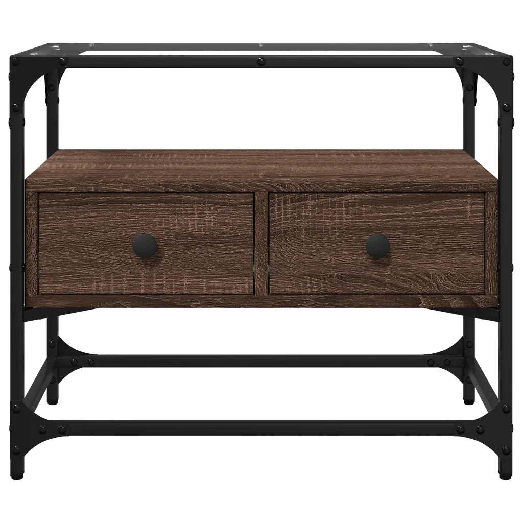 Mobile TV Piano Vetro Rovere Marrone 60x35x51 Legno Multistrato