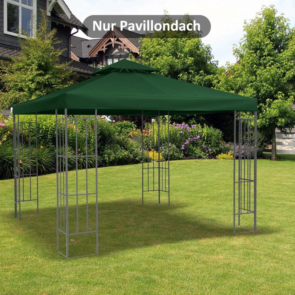 Telo di ricambio per gazebo 3x3 m, verde, in poliestere 180 g/m², idrorepellente, con 8 occhielli e 8 fasce in velcro