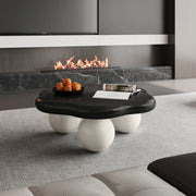 Tavolino da caffè ?80 x H35 cm design a nuvola; MDF; nero e bianco