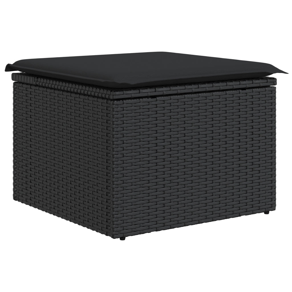 Set di divani da giardino a 9 pezzi con cuscini neri in polyrattan