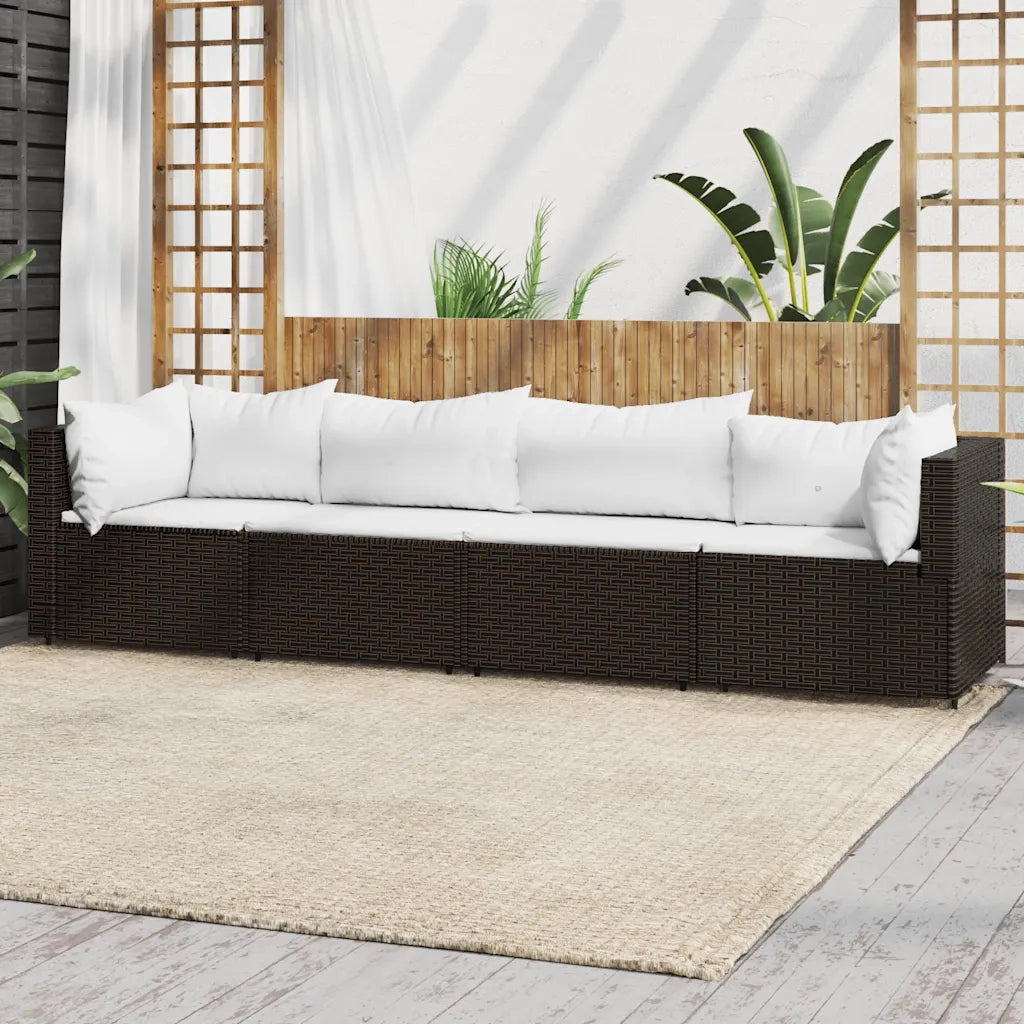 Set Mobili da Giardino 4 pz con Cuscini in Polyrattan Marrone CFW5429581