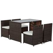 EasyComfort Set Mobili da Giardino in Rattan 5pz Tavolo Pranzo 4 Sedie con Cuscini
