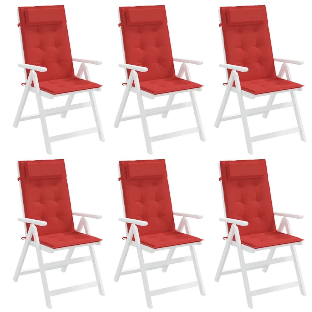 Cuscini per Sedia con Schienale Alto 6 pz Rosso Tessuto Oxford 361894