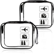 Set da bagno trasparente da 2 pezzi, borsa cosmetica trasparente, borsa cosmetica in PVC per viaggio in aereo, borsa da 1 litro per bagaglio a mano in aereo, borsa trasparente adatta per aeroporti, accessori da viaggio per uomo e donna