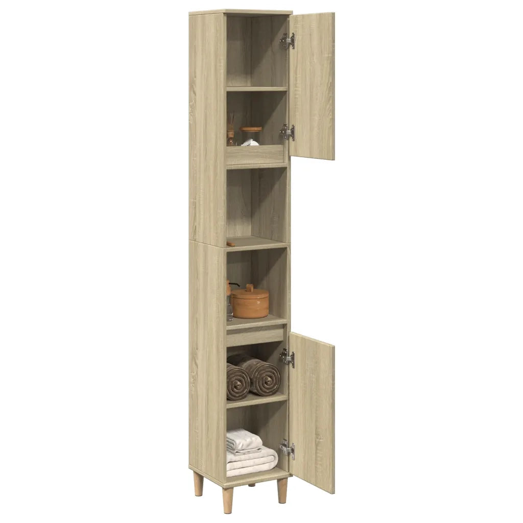 vidaXL Armadietto da Bagno Rovere Sonoma 30x30x190cm Legno Multistrato