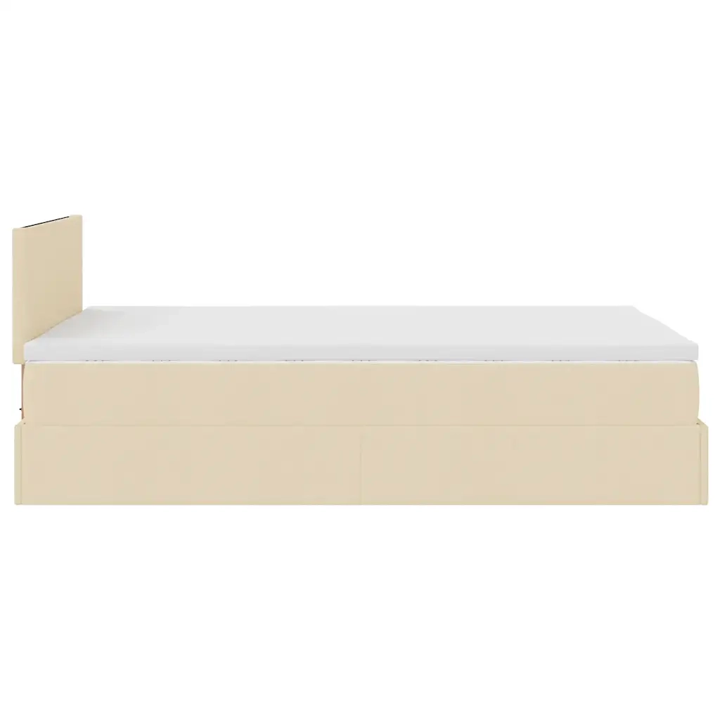 vidaXL Struttura Letto Pouf con Materasso Crema 120x200 cm in Tessuto
