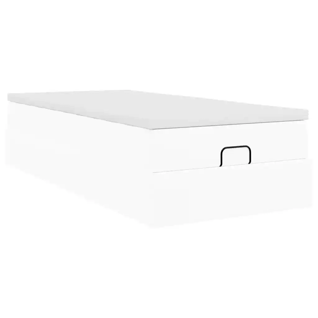 Struttura Letto Pouf con Materasso Bianco 90x200 cm Similpelle 3311017