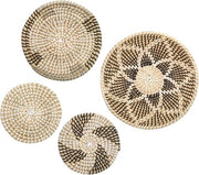 Decorazione per parete a forma di mandorla - Set di decorazione bohemian - Stro e Betulla - Pannelli intrecciati appesi (4 pezzi)