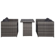 Set da Bistrot 3 pz con Cuscini in Polyrattan Grigio 43915