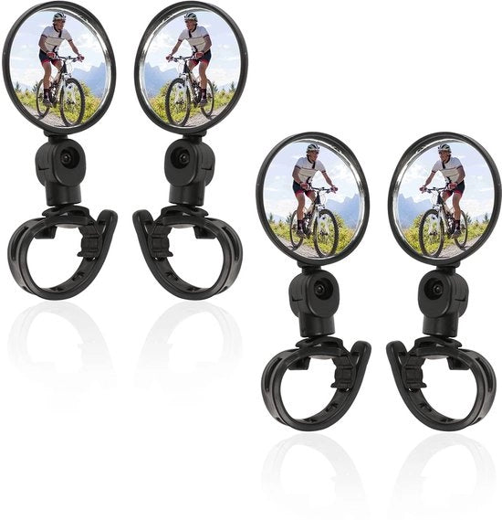 Specchi retrovisori per bicicletta - regolabili e girevoli - 4 pezzi - nero