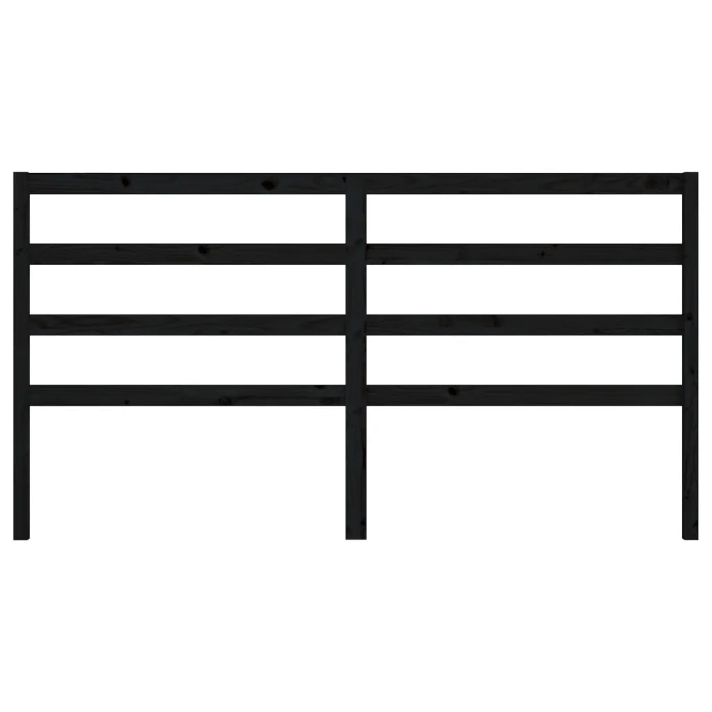 Testiera per Letto Nera 206x4x100 cm in Legno Massello di Pino