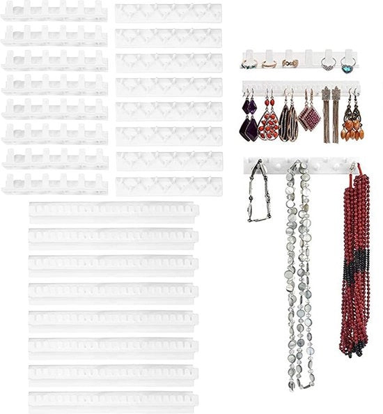 27 pezzi da parete per collana, orecchini e anelli, supporto per collane da parete, supporto per collane adesivo, supporto per collane da parete, hanger per accessori, collane, anelli e orecchini