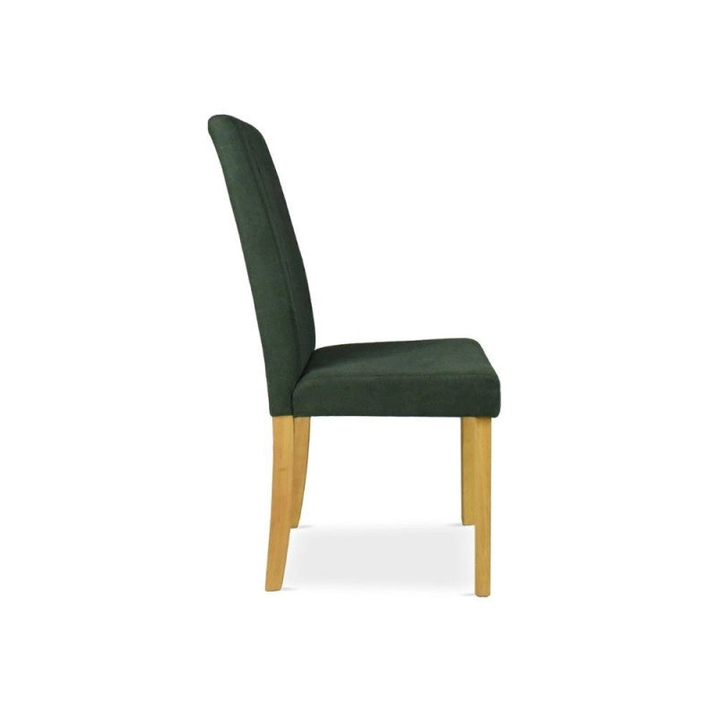 Sedia Tom in legno colore rovere con seduta in tessuto colore verde set 2 pezzi