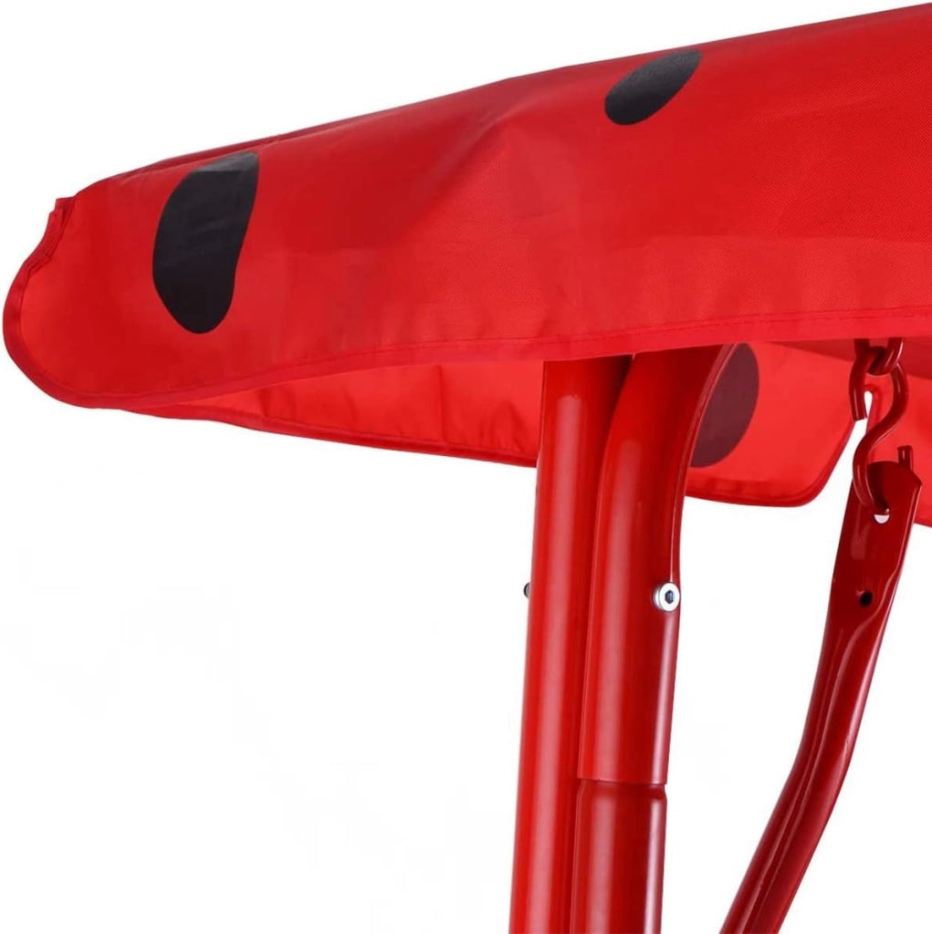 Altalena da Giardino per Bambini, Altalena con 2 Posti Dondolo da Giardino, Sedile Altalena Bimbi con Tettuccio Parasole,112x108x75cm (Rosso)