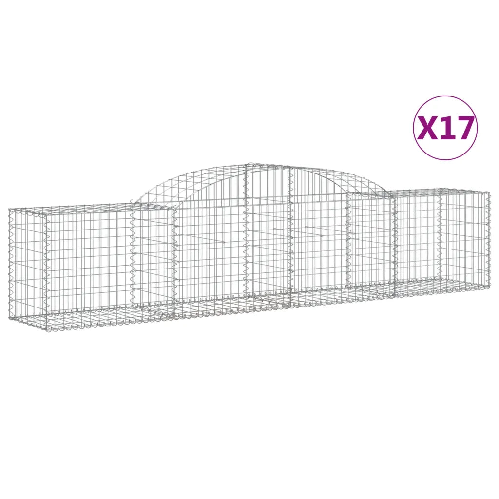 Cesti Gabbioni ad Arco 17 pz 300x50x60/80 cm Ferro Zincato 3146678
