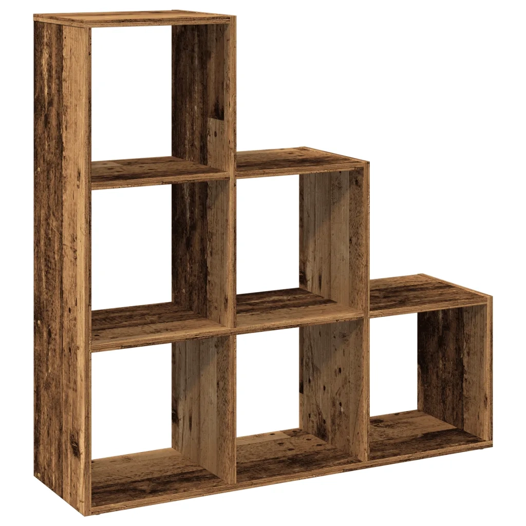 Libreria Divisorio 3 Ripiani-Scaffale per Libri-Mobile di Stoccaggio Legno Antico 99x29x99cm Truciolato