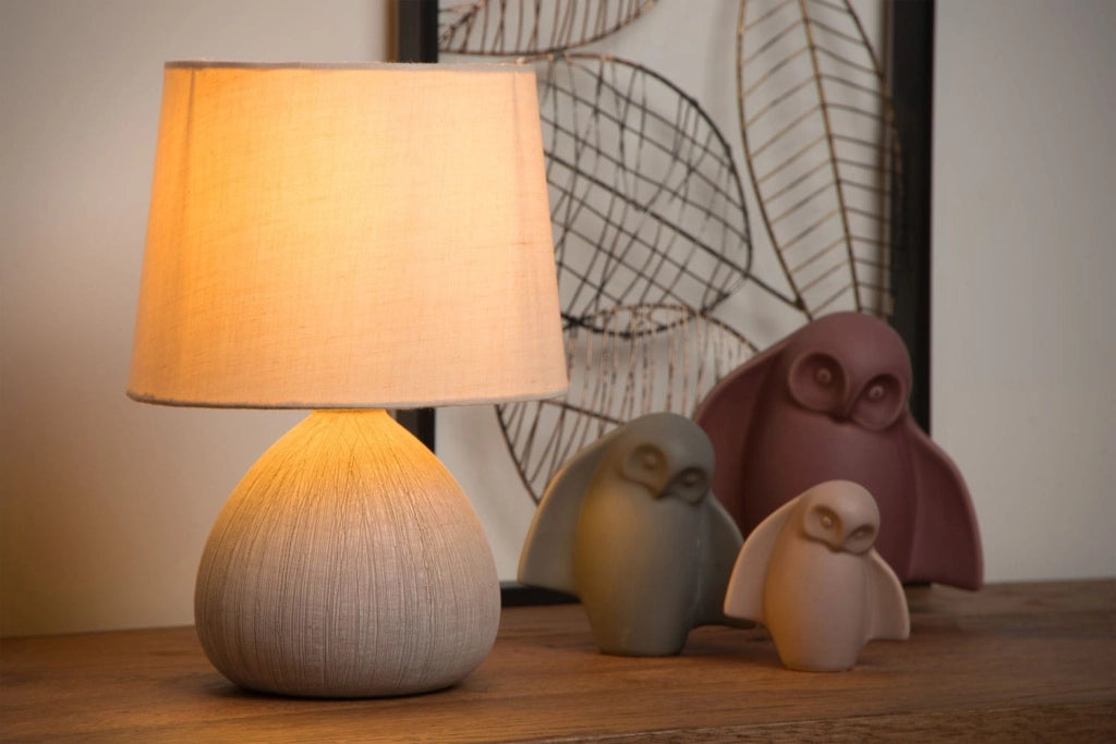 Lampada da tavolo Lucide Ramzi beige ceramica E14 40W