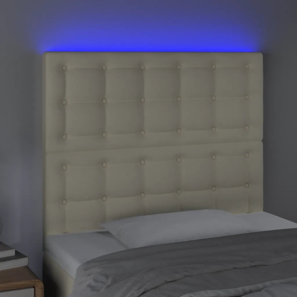 Testiera | Testata a LED Crema 90x5x118/128 cm in Similpelle