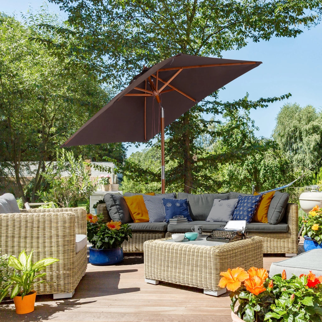 Ombrellone da Giardino Rettangolare Inclinabile ¨C zephmum ¨C Grigio 200x150x235 cm
