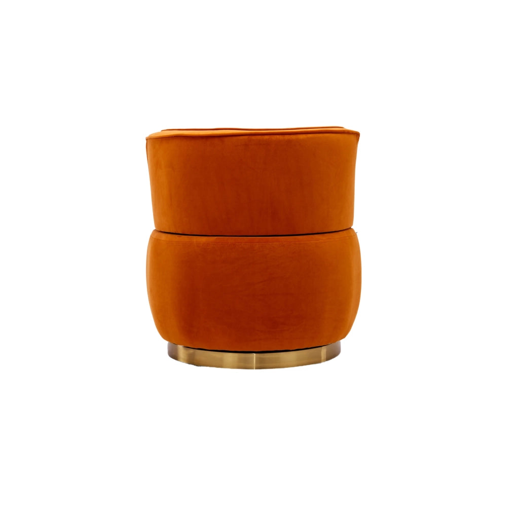 Sedia girevole moderna 360° in velluto arancione; 62;5 x 62 x 69;5 cm