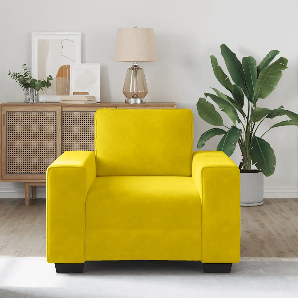 Divano Sedia Giallo 100x77x82 cm Velluto 4105253
