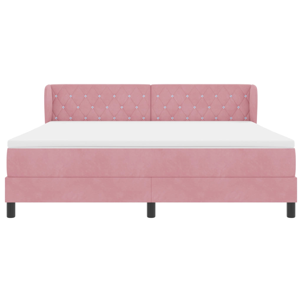 Letto a Molle a Tasca con Materasso Rosa 180x200 cm Velluto