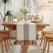 Tavolo da pranzo con maniglie - tovaglia rustica - stile bohemiano tavolo da pranzo con maniglie - decorazione da tavola per feste, matrimoni, ristoranti (33x143cm)