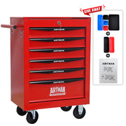CARRELLO PORTAUTENSILI 6 cassetti con serratura 60 x 33 x 77,5 cm rosso/nero