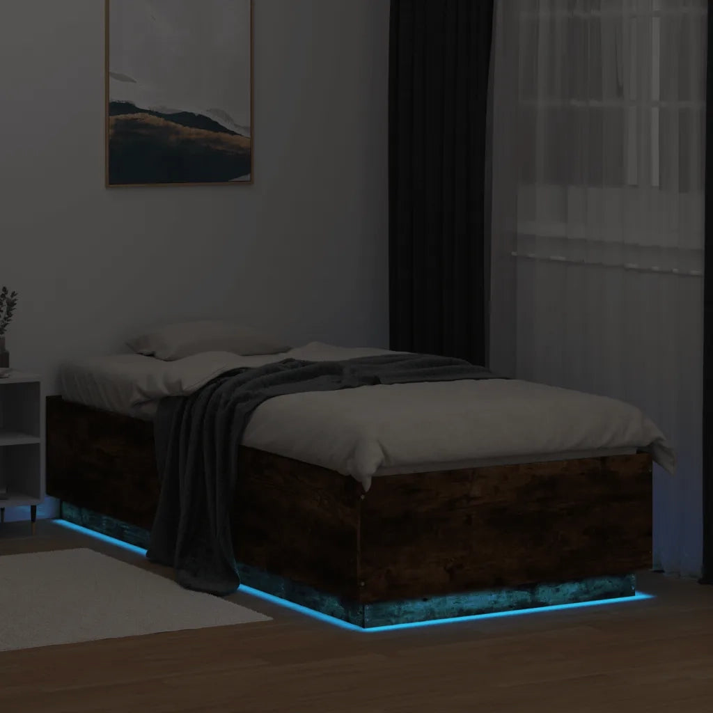 Giroletto con Luci LED Rovere Fumo 90x200 cm Legno Multistrato