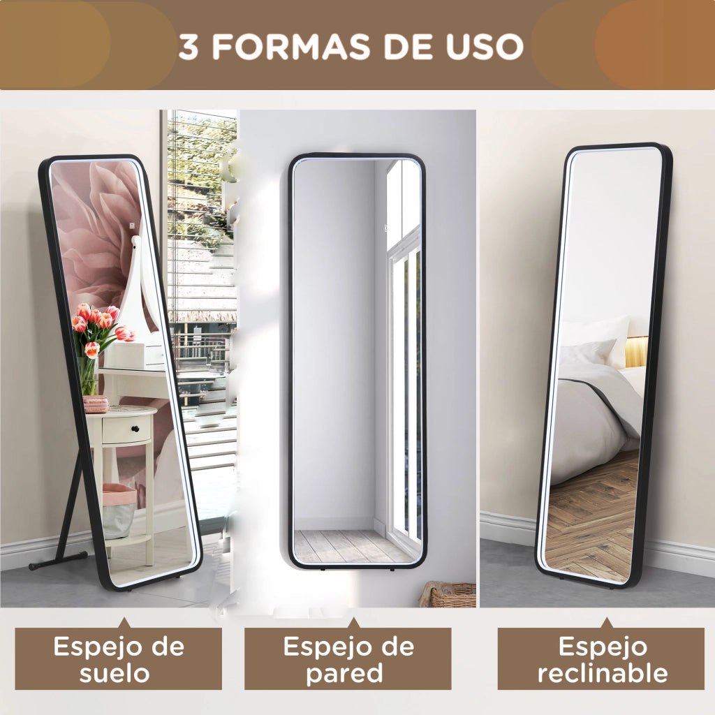 Specchio a Pieno Corpo LED ¨C zephmum ¨C Grigio 151.5x50 cm