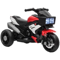 Moto Elettrica per Bambini 3-5 Anni (max. 25kg) con 3 Ruote, Luci e Suoni, Batteria 6V, Rosso, 86x42x52cm