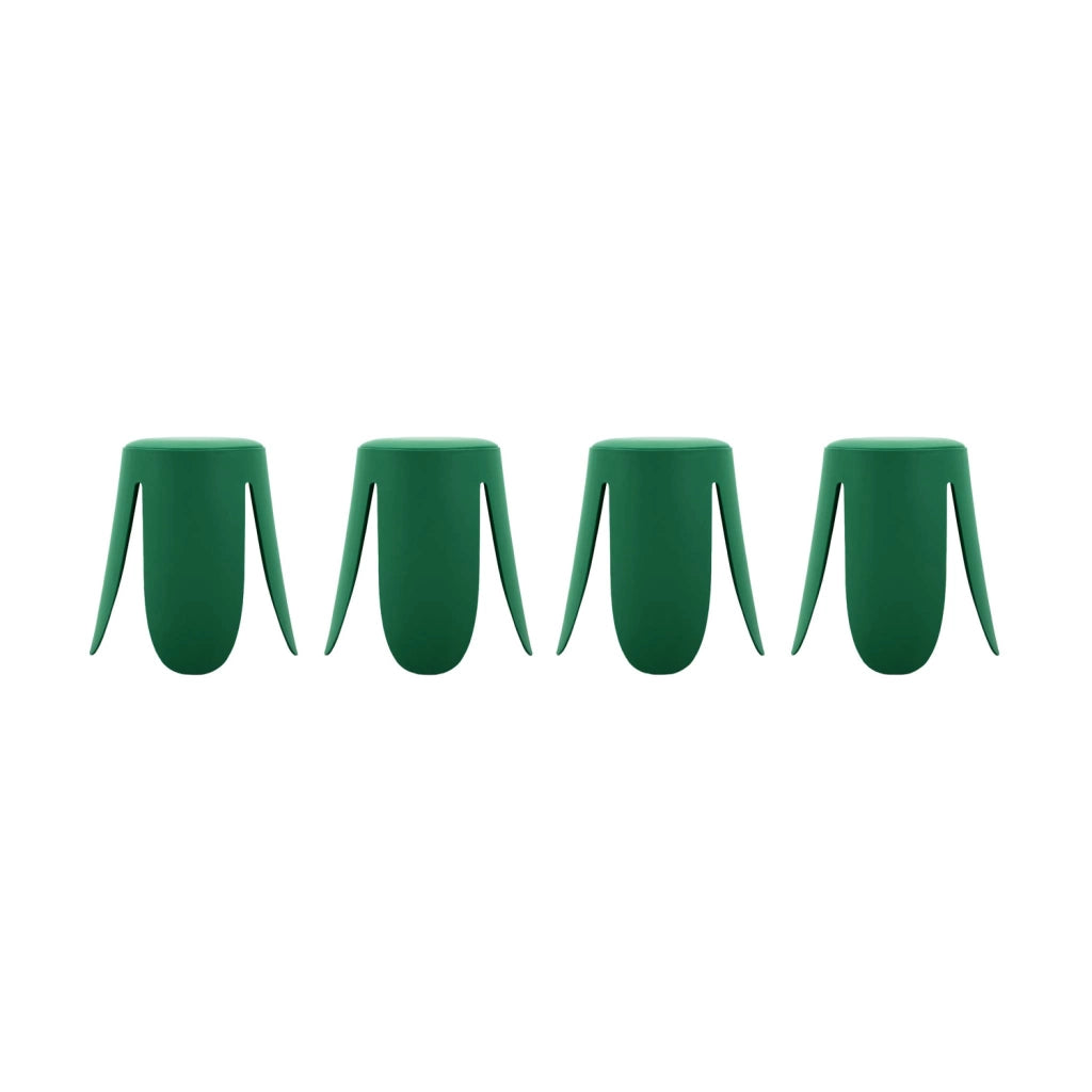 Set 4 sgabelli impilabili in ecopelle, verde