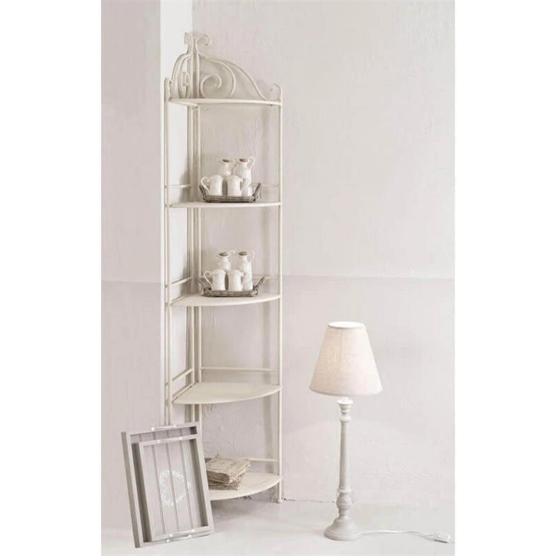 SCAFFALE ARIANNE CON 5 PIANI AD ANGOLI BIANCO ANTICO 50 X 35 X H175 CM