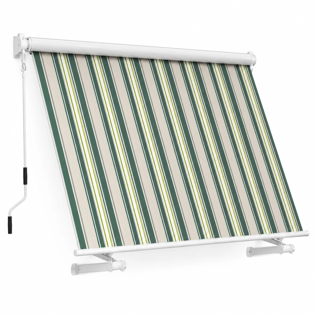 Tenda Parasole Avvolgibile Con Argano Manuale Telaio In Alluminio Copertura In Poliestere 280G Schermo UV Riparo Visivo Per Balcone Terrazzo Portico E Ambienti Esterni 295x250x50 Cm Verde E Beige