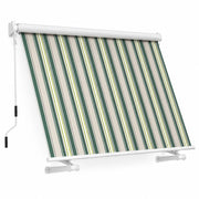 Tenda Parasole Avvolgibile Con Argano Manuale Telaio In Alluminio Copertura In Poliestere 280G Schermo UV Riparo Visivo Per Balcone Terrazzo Portico E Ambienti Esterni 295x250x50 Cm Verde E Beige