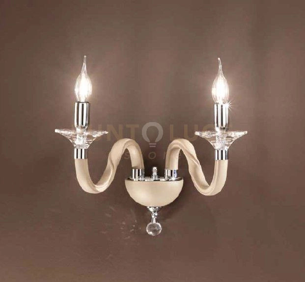 APPLIQUE GALA 2 LUCI ATTACCO E14 TORTORA E CROMO L.37CM