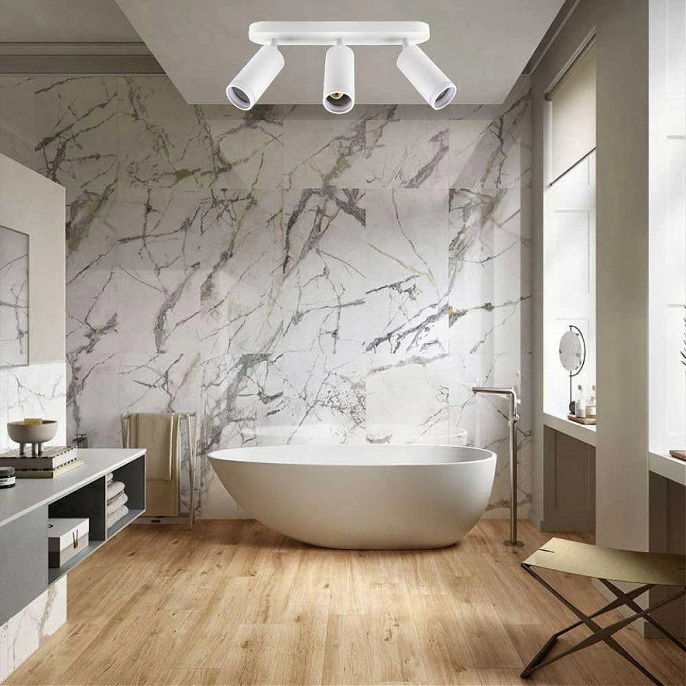 Trade Shop - Applique Plafoniera Orientabile Da Soffitto Parete 3 Diffusori Lampada Gu10 Ts-3 - Bianco