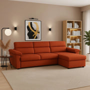 Ceto, Divano Fisso con Penisola Sfoderabile Made in Italy, 285x160 cm Arancione