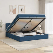 Letto ottomano con materasso Blu 160 x 200 cm Tessuto 3456426