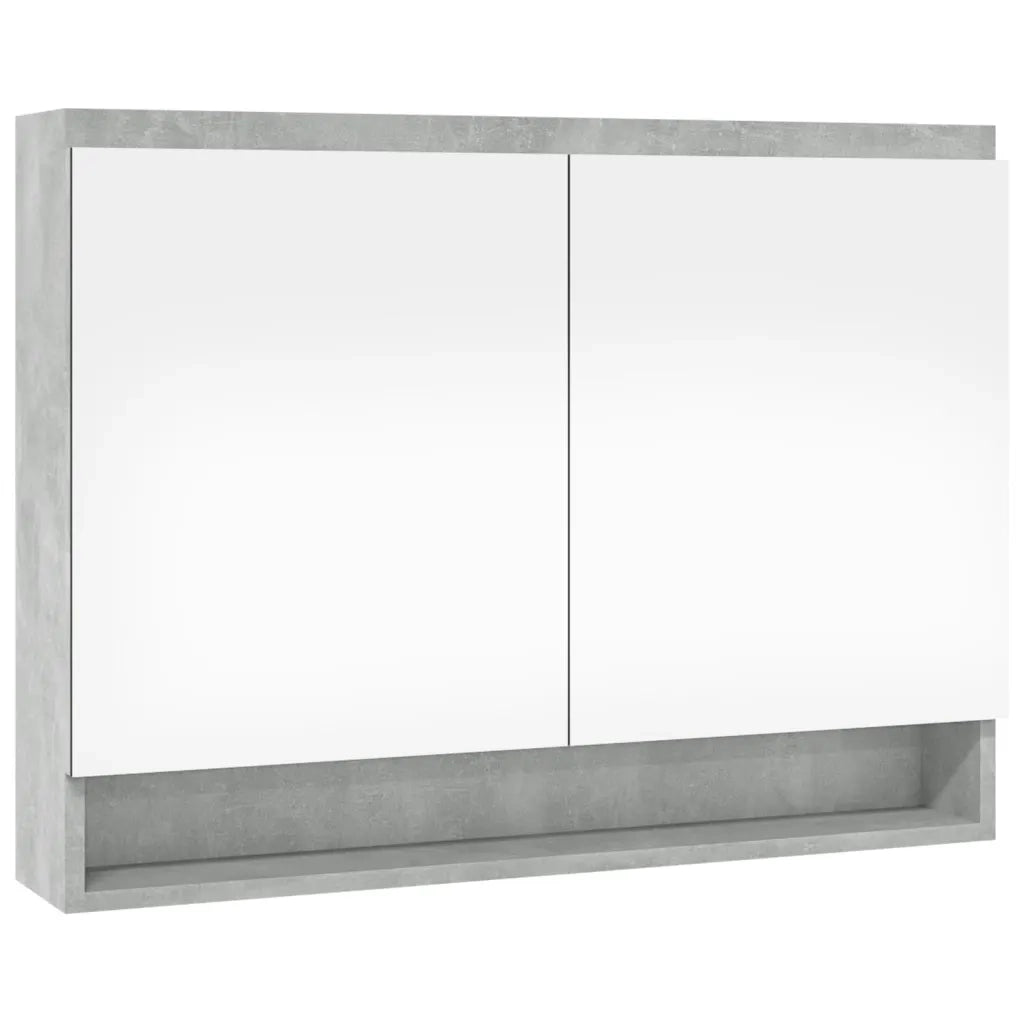 Armadietto a Specchio per Bagno 80x15x60 cm MDF Grigio Cemento cod mxl 77588