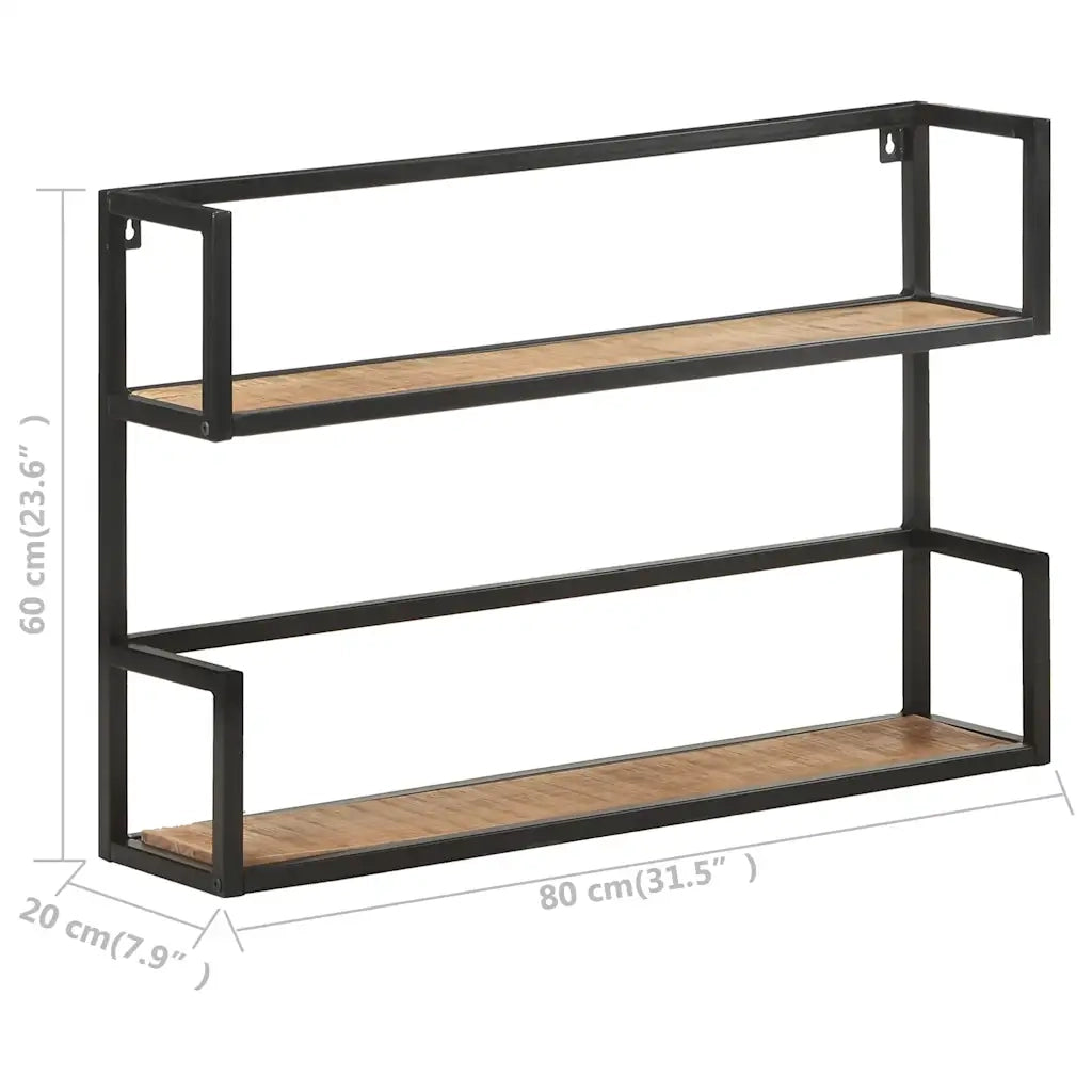 Scaffale a Muro 80x20x60 cm in Legno di Mango Grezzo cod mxl 57206