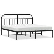 Letto matrimoniale | Letto per adulti | Giroletto con Testiera in Metallo Nero 180x200 cm