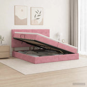 Letto con contenitore e materasso Rosa 200 x 200 cm Velluto 3459716